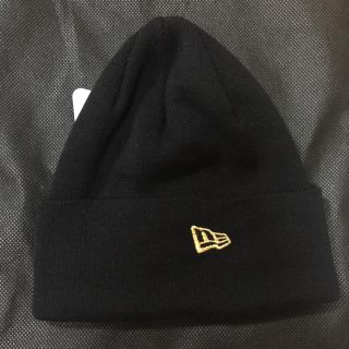 ニューエラー(NEW ERA)のBasic Cuff Knit Cotton Blend ブラック ゴールド(ニット帽/ビーニー)