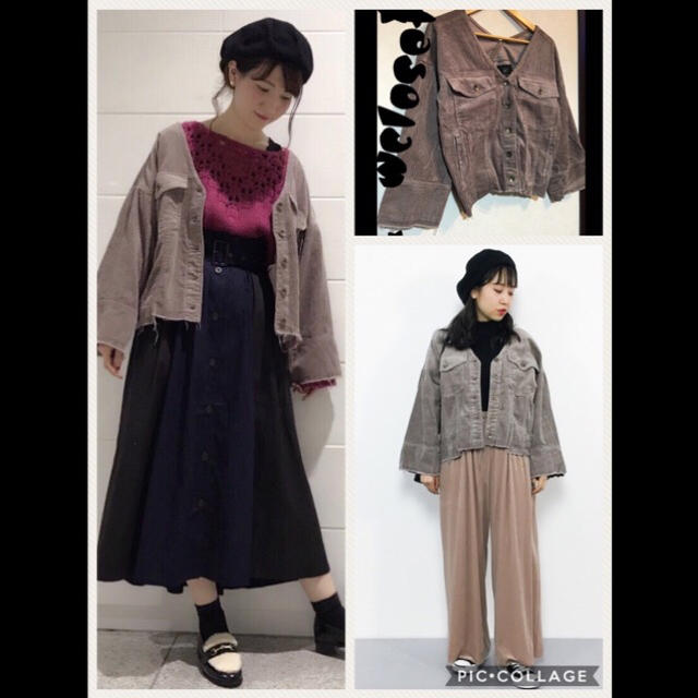 w closet(ダブルクローゼット)のwcloset★コーデュロイvネックGジャン★ レディースのジャケット/アウター(Gジャン/デニムジャケット)の商品写真