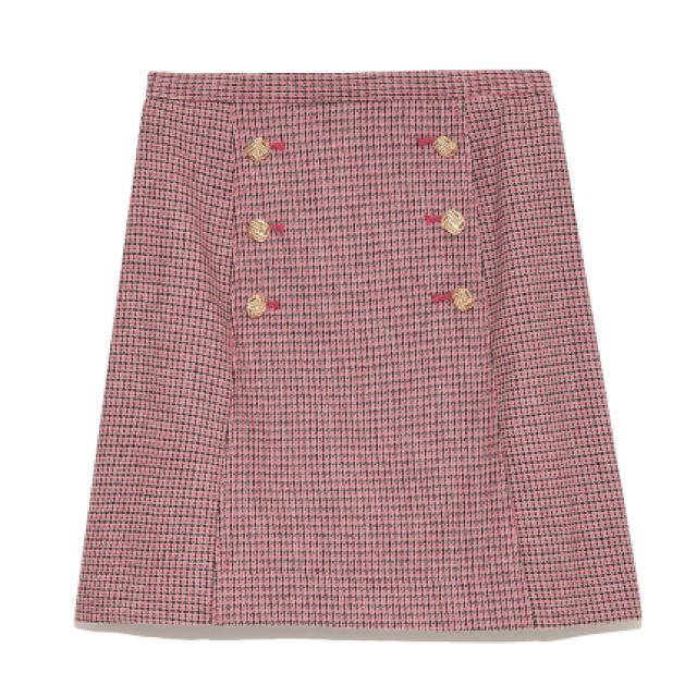 レディースLily Brown ダブルボタン台形スカート ピンク