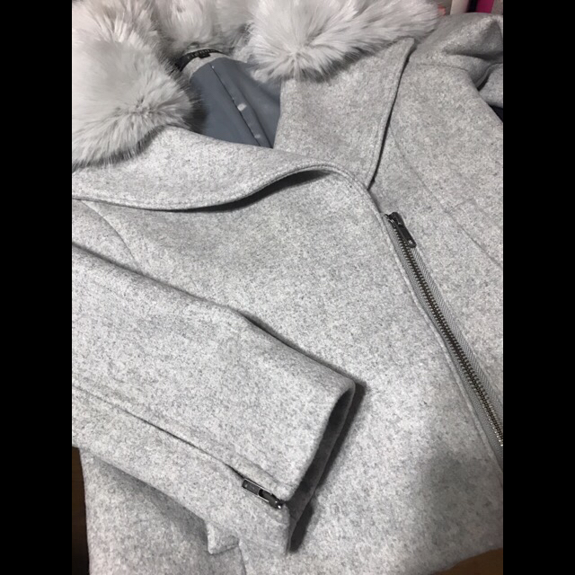 rienda(リエンダ)のrienda今季 WクロスFaux Fur Wool MIXライダースJK レディースのジャケット/アウター(ライダースジャケット)の商品写真