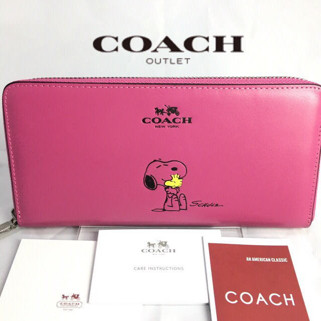 COACH スヌーピー 長財布 ピンク