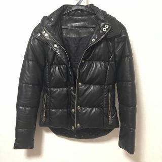 クロムハーツ(Chrome Hearts)のクロムハーツ ダウンジャケット レザー xs ブラック(ダウンジャケット)