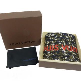 ルイヴィトン(LOUIS VUITTON)のルイ・ヴィトン カモフラ 迷彩柄 ストール ショール 大判 カシミヤ×シルク M(マフラー/ショール)