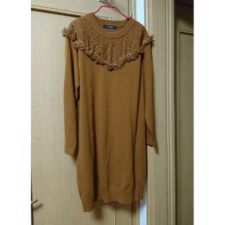 ダブルクローゼット(w closet)のダブルクローゼット フリンジニットワンピース チュニック(ひざ丈ワンピース)