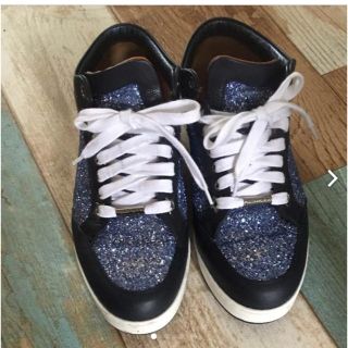 ジミーチュウ(JIMMY CHOO)のJIMMY CHOO ジミーチュウ グリッター 紺 スニーカー 36(スニーカー)