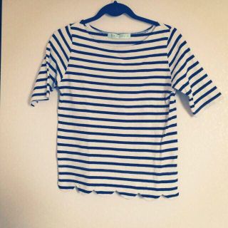 ドットアンドストライプスチャイルドウーマン(Dot&Stripes CHILDWOMAN)のスカラップ 5分袖プルオーバー(カットソー(長袖/七分))