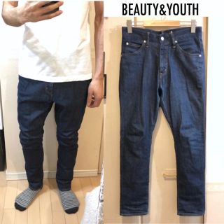 ビューティアンドユースユナイテッドアローズ(BEAUTY&YOUTH UNITED ARROWS)のBEAUTY&YOUTH股上深めインディゴデニムダメージジーンズ送料込(デニム/ジーンズ)