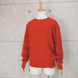 ラルフローレン(Ralph Lauren)のラルフローレン　クルーネック　ウールセーター　オレンジ/LLサイズ(ニット/セーター)