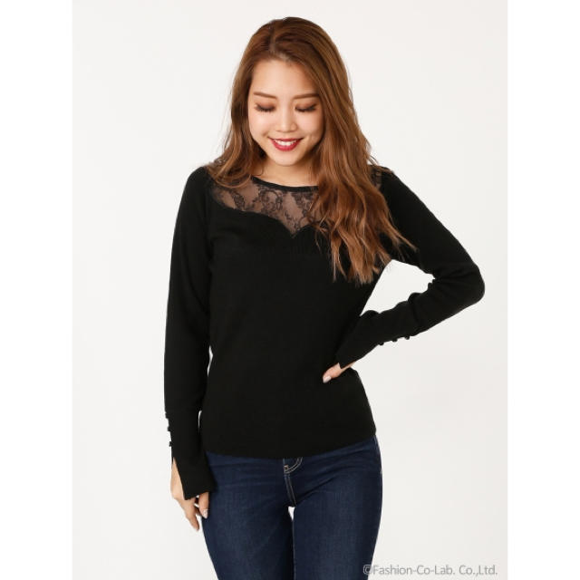 rienda(リエンダ)のrienda  ハートレースknit tops 大人気即完売 レディースのトップス(ニット/セーター)の商品写真