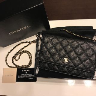 シャネル(CHANEL)の♡yum様専用です♡【美品】シャネル☆チェーンウォレット☆ブラック☆キャビア(財布)