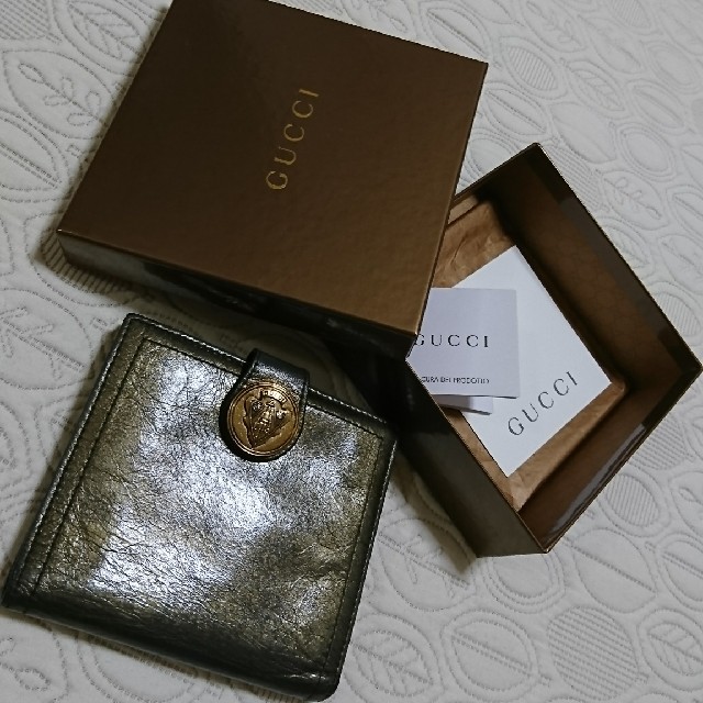 Gucci(グッチ)のＧＵＣＣＩ たなか様専用 レザー折り財布 メタリックグリーンゴ―ルド レディースのファッション小物(財布)の商品写真