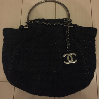 シャネル(CHANEL)のシャネル ツィード ハンドバッグ黒レア(ハンドバッグ)