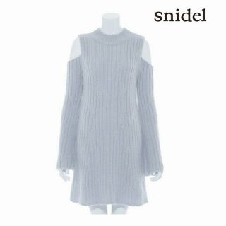 スナイデル(SNIDEL)のsnidel モヘア肩あきニットミニワンピース ライトブルー(ミニワンピース)