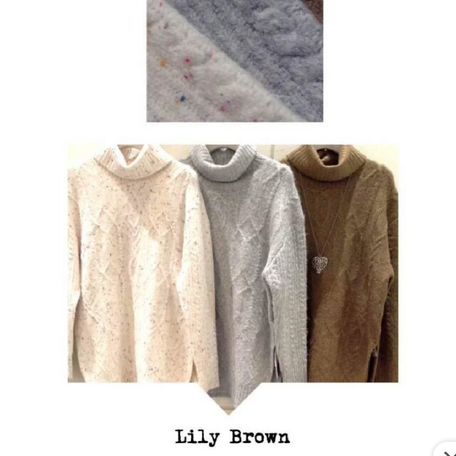 Lily Brown(リリーブラウン)のLily Brown サイドスリットハイネックニット グレー レディースのトップス(ニット/セーター)の商品写真