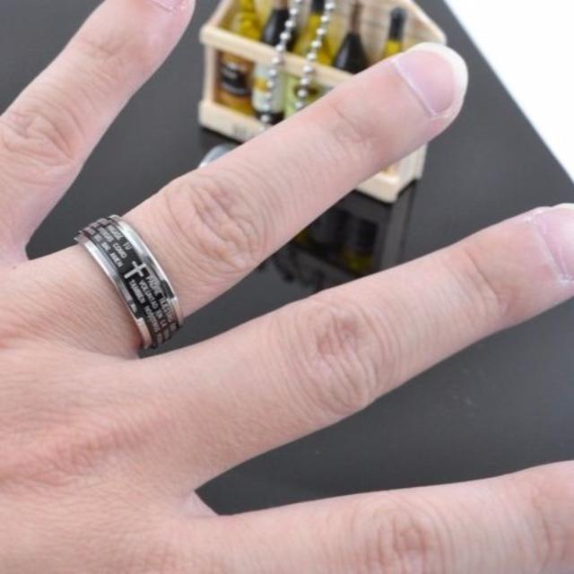 【21号】【ブラック】十字架聖書文チタンリング　指輪　メンズ　アクセ メンズのアクセサリー(リング(指輪))の商品写真