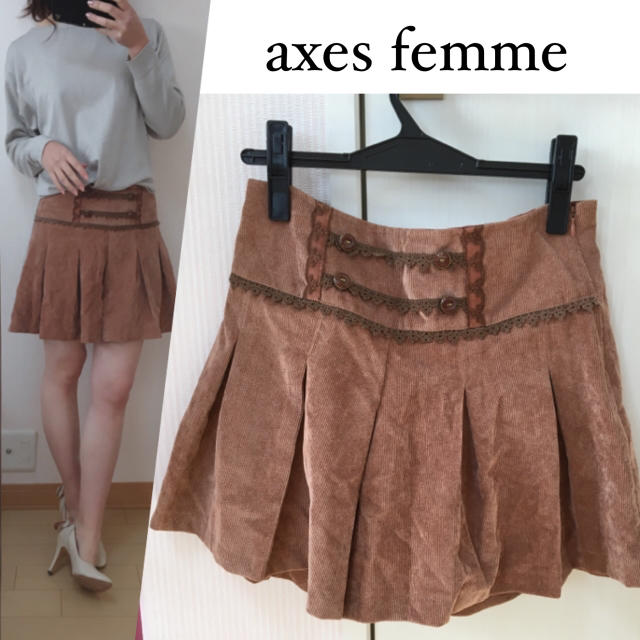 axes femme(アクシーズファム)のアクシーズコーデュロイキュロットレーススカートショートパンツ レディースのパンツ(キュロット)の商品写真