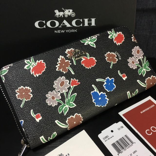 COACH(コーチ)の限定セール❣️新品コーチ長財布F55881ブラックフラワーコーテッドマルチ レディースのファッション小物(財布)の商品写真