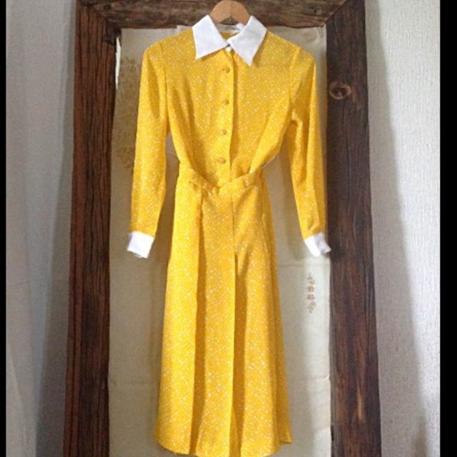 可憐vintage 山吹色 黄色 シャツ&スカート セット