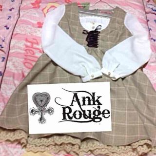 アンクルージュ(Ank Rouge)のAnk Rouge重ね着風ブラウンワンピ(ミニワンピース)