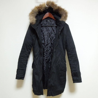 【 Beno 】  “Black / Stripe”Fur Hood Coat(モッズコート)