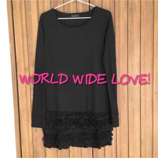 ワールドワイドラブ(WORLD WIDE LOVE!)のwwl!*未使用*指穴付きフリルチュールワンピ(ミニワンピース)