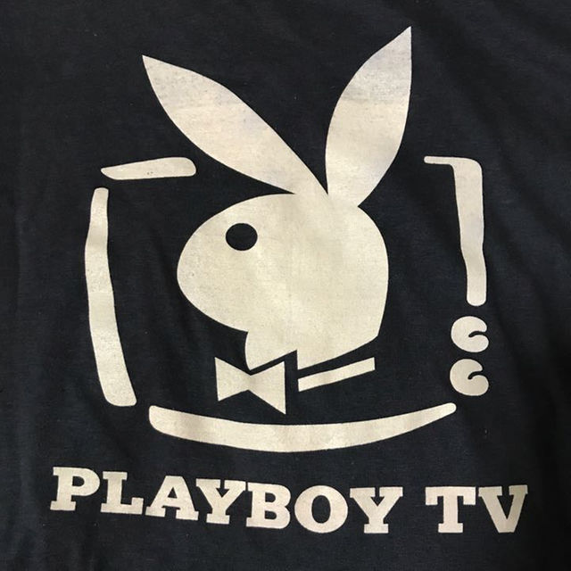 90s PLAYBOY TV アメリカ製 古着 黒プロモTシャツ Tシャツ/カットソー(半袖/袖なし) 世界の