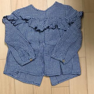 ザラキッズ(ZARA KIDS)の【美品】ZARABabyのチェックフリルブラウス(Ｔシャツ)