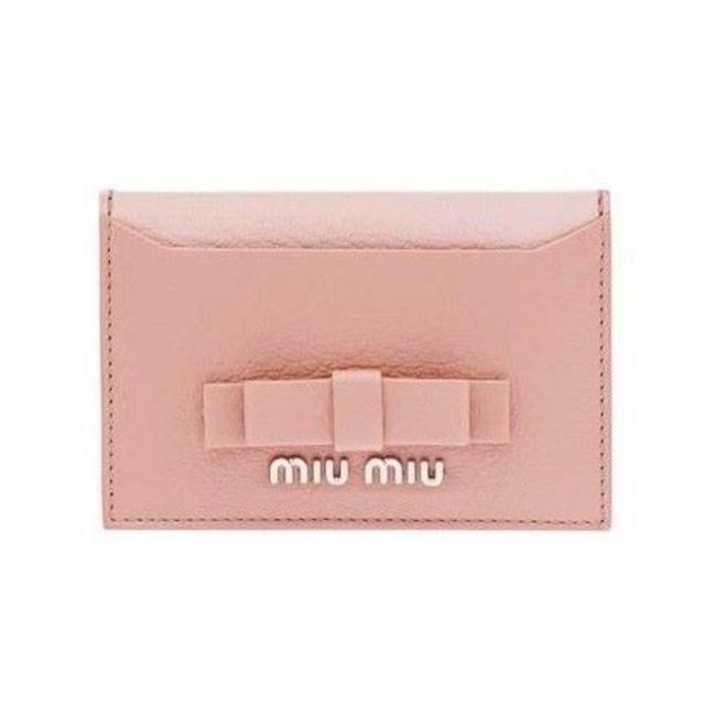 MIUMIU リボンカードケースバイカラーピンク新品　S8　パスケース 名刺入れ