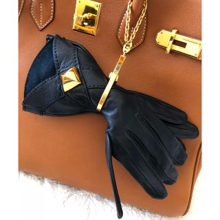 エルメス(Hermes)の新品未使用 エルメス  手袋 グローブ メドール 濃紺×ゴールド サイズ7(手袋)