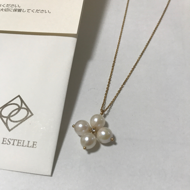 美品★ミルフローラ ４粒パール&ダイヤネックレス Ｋ10