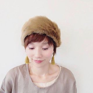 ファーヘアバンド 2way Prele ベージュ(ヘアバンド)