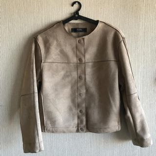 ザラ(ZARA)のZARA ベージュ スエード ジャケット(ノーカラージャケット)