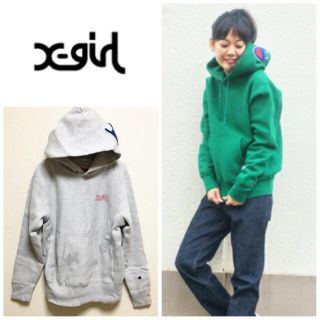 エックスガール(X-girl)の【美品】X-girl×CHAMPION REVERSE WEAVE HOODIE(パーカー)