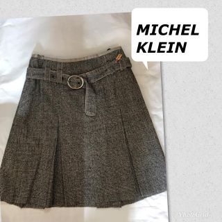 ミッシェルクラン(MICHEL KLEIN)のミッシェルクラン グレンチェック 膝丈スカート ボックススカート クリーニング済(ひざ丈スカート)