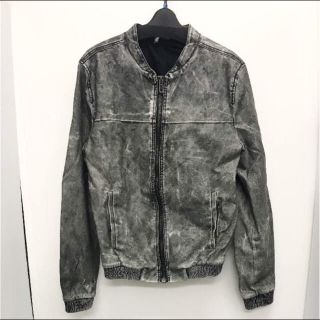 エイチアンドエム(H&M)のH&M ストーンウォッシュ風 合皮レザー ライダースジャケット Mサイズ(ライダースジャケット)