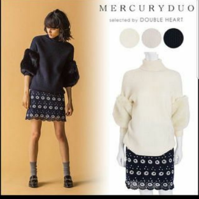 MERCURYDUO(マーキュリーデュオ)の最終値下げ中！マーキュリーデュオ♡袖ファーニット♡新品タグ付き レディースのトップス(ニット/セーター)の商品写真