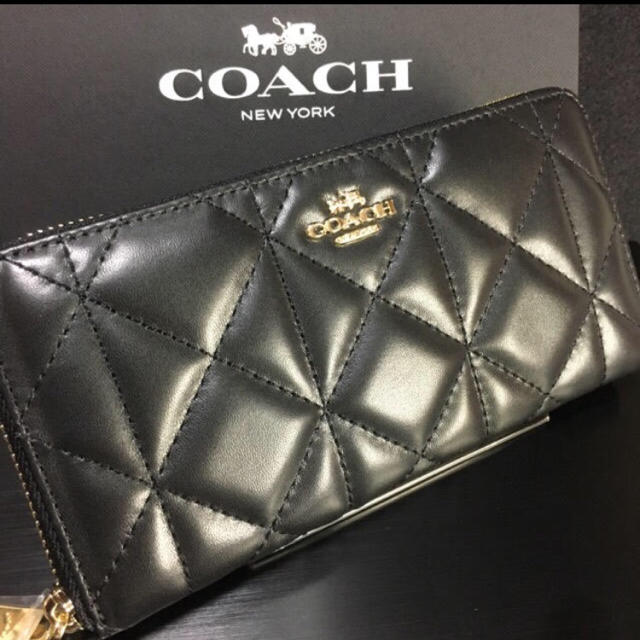 新品　COACH コーチ　長財布　キルティング　レザー　ブラック　F53637