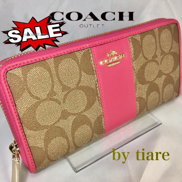COACH(コーチ)の限定セール❣️新品コーチ長財布F52859 ピンク×カーキシグネチャー レディースのファッション小物(財布)の商品写真