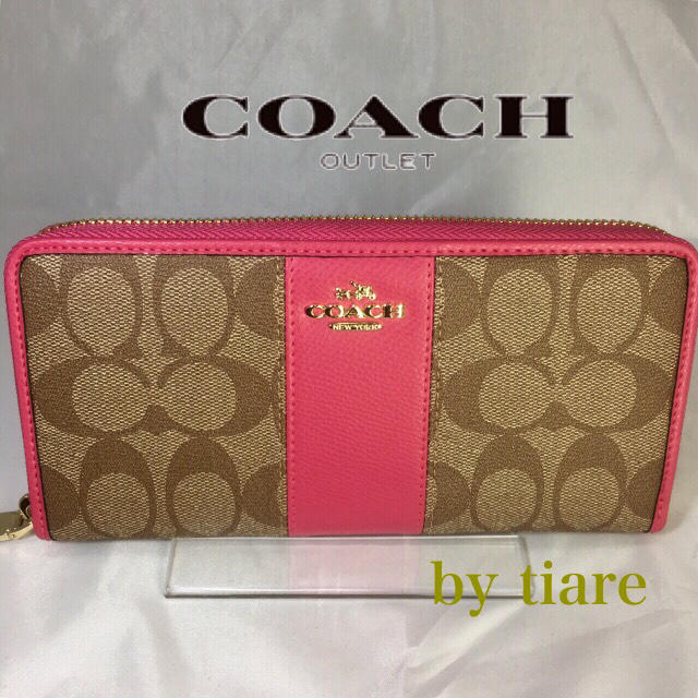 COACH(コーチ)の限定セール❣️新品コーチ長財布F52859 ピンク×カーキシグネチャー レディースのファッション小物(財布)の商品写真