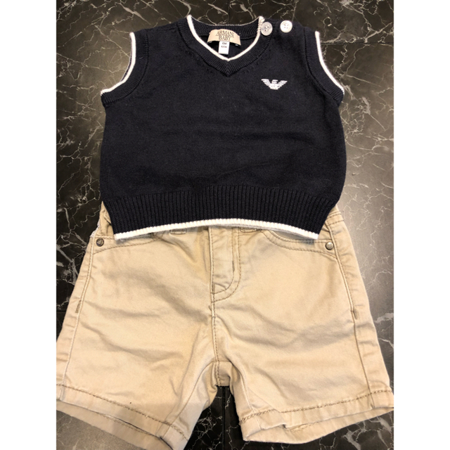 ARMANI JUNIOR(アルマーニ ジュニア)のアルマーニ baby パンツ ベスト上下 6mセット キッズ/ベビー/マタニティのベビー服(~85cm)(ニット/セーター)の商品写真