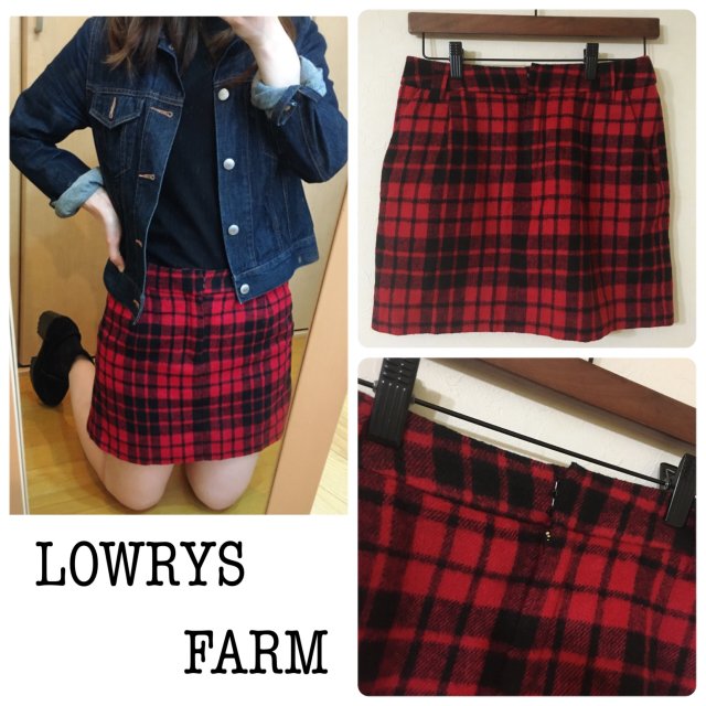 LOWRYS FARM(ローリーズファーム)の赤チェックタイトスカート レディースのスカート(ミニスカート)の商品写真