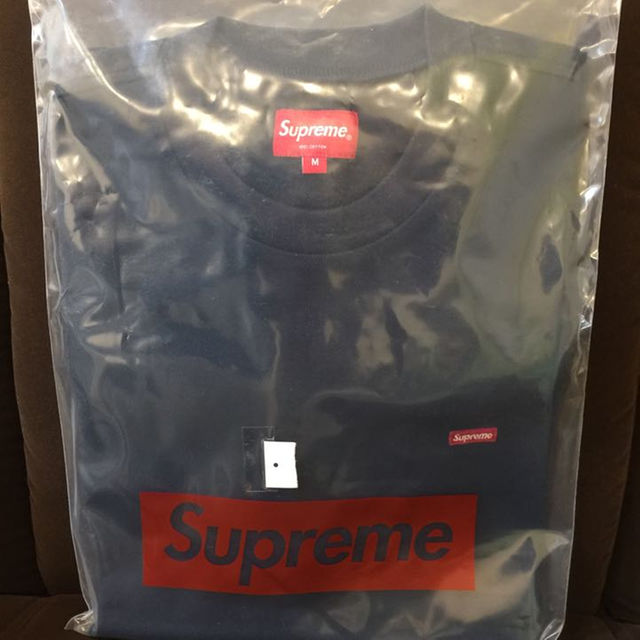 supreme small box pique tee navy サイズM