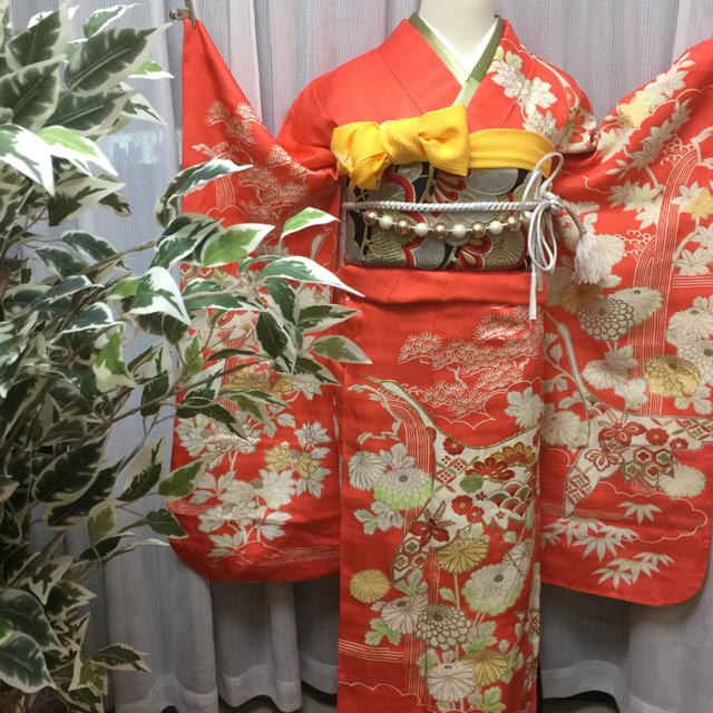 成人式 ♡銀彩 飛鶴 鳥の楽園 滝 菊 笹 楓 袷 着物 振袖