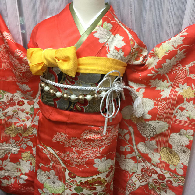 成人式 ♡銀彩 飛鶴 鳥の楽園 滝 菊 笹 楓 袷 着物 振袖