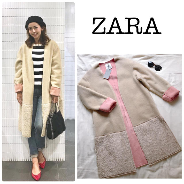 新品ZARA ザラ 今季17AW ダブルサイドコート フェイクムートンコート