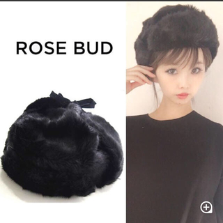 ローズバッド(ROSE BUD)のローズバッド フライトキャップ ブラック 新品(ニット帽/ビーニー)
