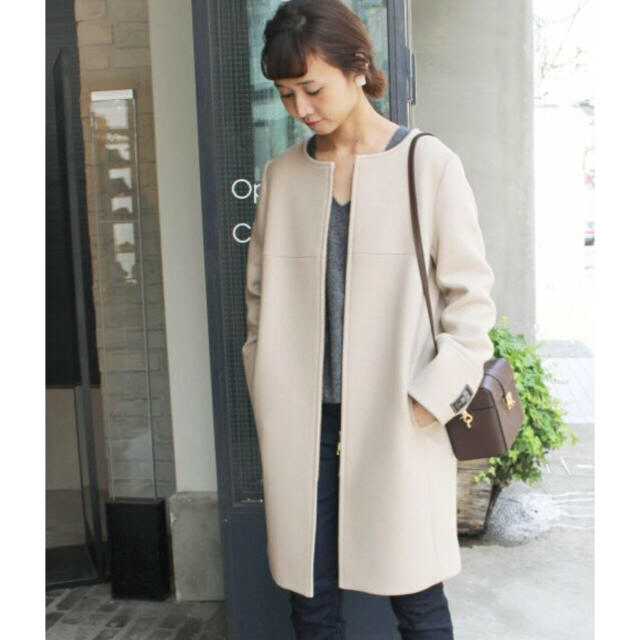 IENA SLOBE PORTLAND ノーカラージップコートレディース