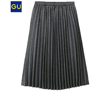 ジーユー(GU)の新品 GU プリーツスカート グレー Ｌ (ロングスカート)
