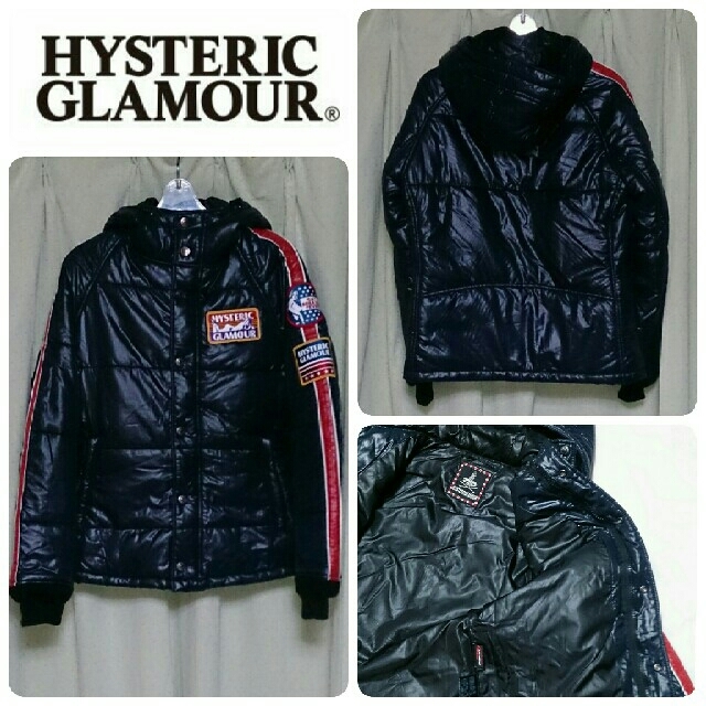 HYSTERIC GLAMOUR(ヒステリックグラマー)のヒステリックグラマー●ワッペン付プリマロフトダウンジャケット ブラック キムタク レディースのジャケット/アウター(ダウンジャケット)の商品写真