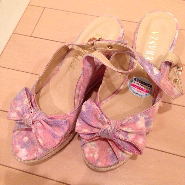 ◼︎新品＊ピンク.紫のリボンサンダル レディースの靴/シューズ(サンダル)の商品写真